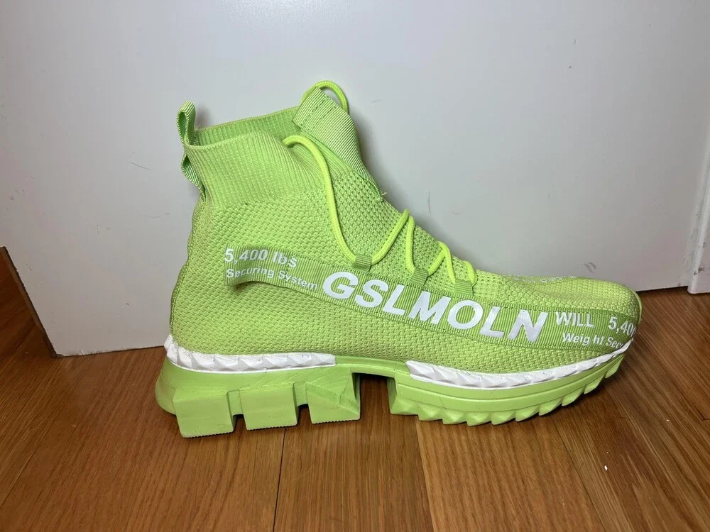 GSLMOLN High Top Shoes Mens Size 12 Green Mesh Sock Sneaker Athletic Casual
